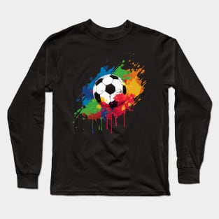 Soccer Ball with Paint Splash Design for Soccer Fans and Players Long Sleeve T-Shirt